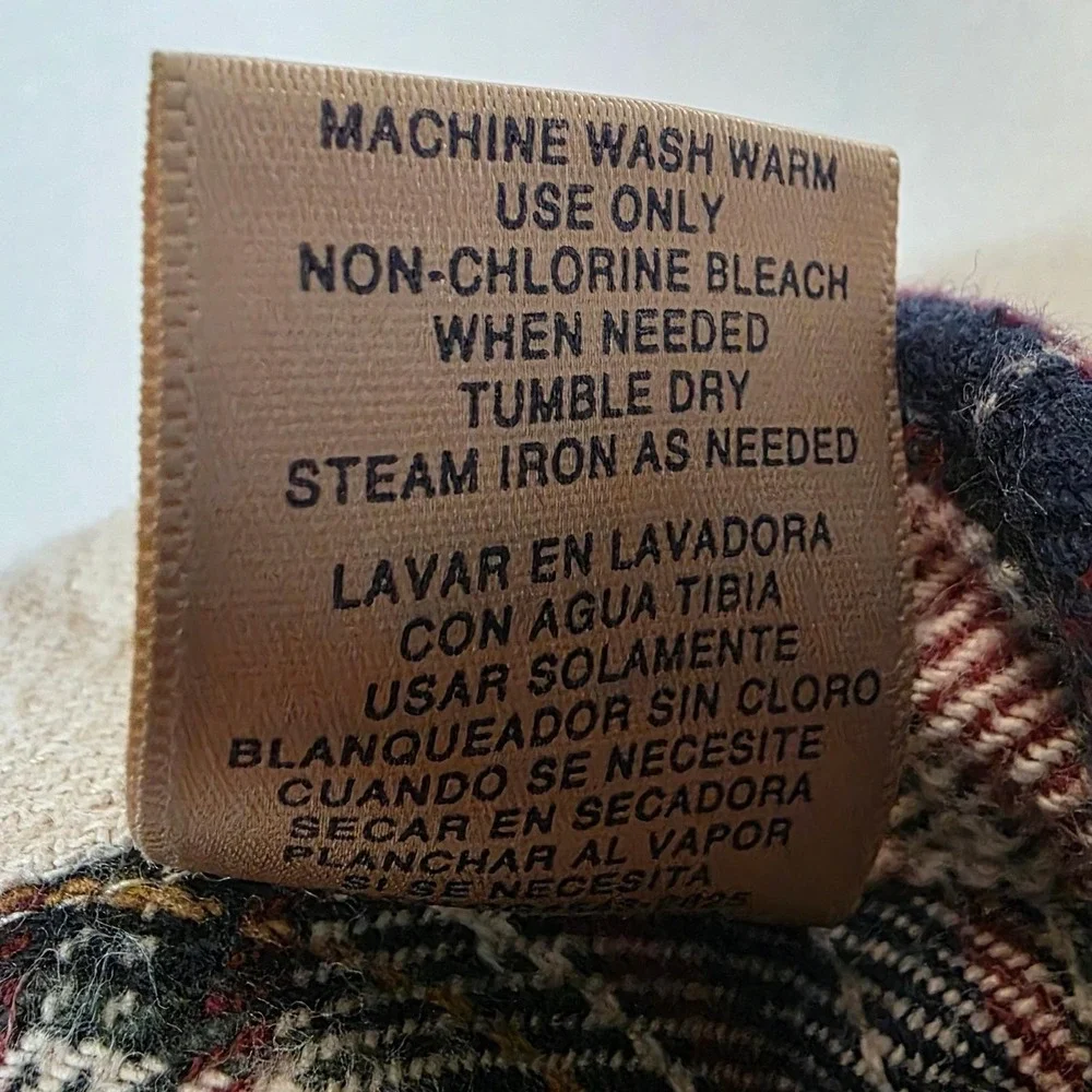 Big Mac Heavy‎ Flannel Shirt Mens Large Cream Burgundy Plaid Cotton Workwear GUC